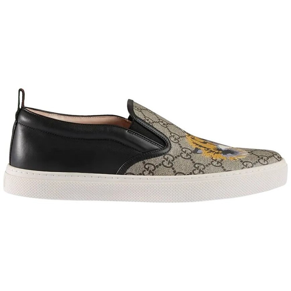 Gucci GG Monogram Tiger Black Leather Loafers Espadrilles Men's Size 9.5 US